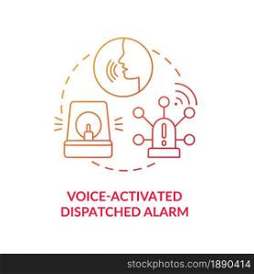 Voice activated dispatched alarm blue gradient concept icon. Alarm system abstract idea thin line illustration. Robbery protection technology. Vector isolated outline color drawing.. Voice activated dispatched alarm blue gradient concept icon