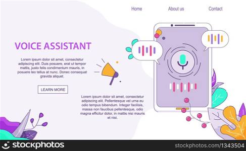 Voice Assistant Client for Mobile on Android. Talking Virtual Digital App. New Technology Artificial Intelligence. Floral Website Personal Recognition for Web Banner, Landing Page, Infographics. Voice Assistant Client for Mobile on Android
