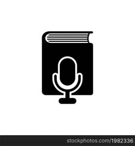Voice Book through Microphone. Flat Vector Icon. Simple black symbol on white background. Voice Book through Microphone Flat Vector Icon