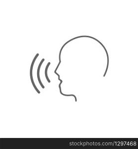 Voice control icon.and talking command, sound commander or speech dictator head, vector illustration - Vector. Voice control icon.