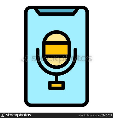 Voice control icon. Outline voice control vector icon color flat isolated. Voice control icon color outline vector