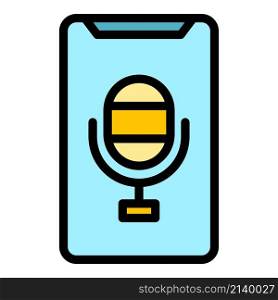 Voice control icon. Outline voice control vector icon color flat isolated. Voice control icon color outline vector