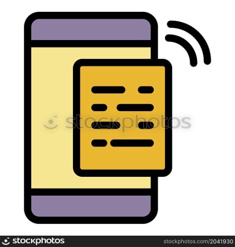 Voice message on smartphone icon. Outline voice message on smartphone vector icon color flat isolated. Voice message on smartphone icon color outline vector