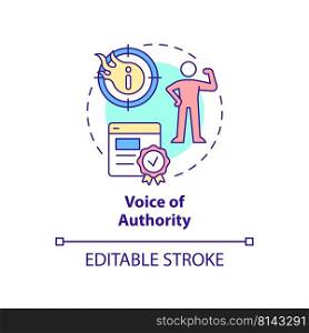 Voice of authority concept icon. High quality website content. SEO pillar abstract idea thin line illustration. Isolated outline drawing. Editable stroke. Arial, Myriad Pro-Bold fonts used. Voice of authority concept icon