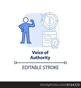 Voice of authority light blue concept icon. High quality website content. SEO pillar abstract idea thin line illustration. Isolated outline drawing. Editable stroke. Arial, Myriad Pro-Bold fonts used. Voice of authority light blue concept icon