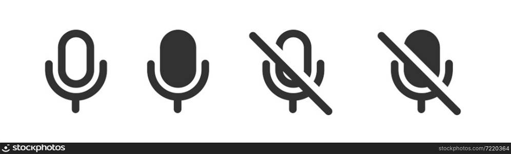 Voice record icon. Recorder symbol. Web microphone sign. Audio mic icon. Microphone simple illustration in vector flat style.