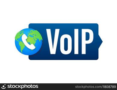 VoIP technology, voice over IP. Internet calling banner. Vector illustration. Vector illustration. VoIP technology, voice over IP. Internet calling banner. Vector illustration.