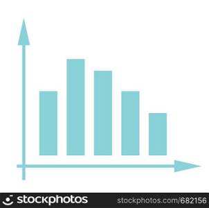 Volatile business bar chart in coordinate system vector cartoon illustration isolated on white background.. Volatile business bar chart in coordinate system.