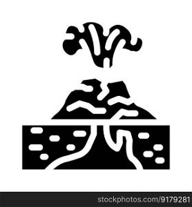 volcanic earthquake disaster glyph icon vector. volcanic earthquake disaster sign. isolated symbol illustration. volcanic earthquake disaster glyph icon vector illustration