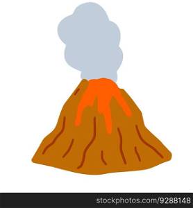 Volcanic eruption. Red hot lava and geological activity. Natural disaster. Destruction of the mountain