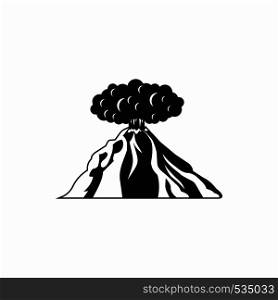Volcano erupting icon in simple style on a white background. Volcano erupting icon, simple style