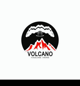 Volcano eruption logo vector illustration