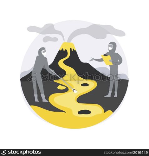 Volcanology abstract concept vector illustration. Volcanic eruption study, volcanology discipline, university study, post graduate education, scientific research and prediction abstract metaphor.. Volcanology abstract concept vector illustration.