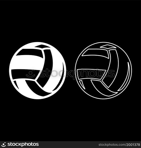 Volleyball ball sport equipment icon white color vector illustration flat style simple image set. Volleyball ball sport equipment icon white color vector illustration flat style image set