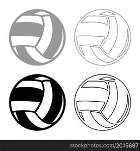 Volleyball ball sport equipment set icon grey black color vector illustration image simple flat style solid fill outline contour line thin. Volleyball ball sport equipment set icon grey black color vector illustration image flat style solid fill outline contour line thin