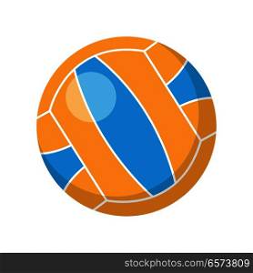 Volleyball ball vector. Flat style design. Sport equipment and inventory. Illustration for sport infographic, icons or web design. Summer entertainments. Beach games. Isolated on white background. Volleyball Vector Illustration in Flat Design