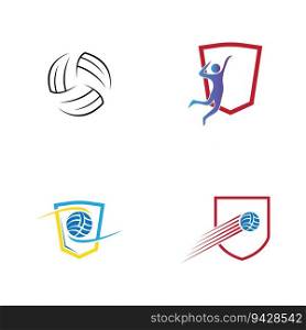 Volleyball logo set , emblem, icons, designs templates with volleyball ball on a light background