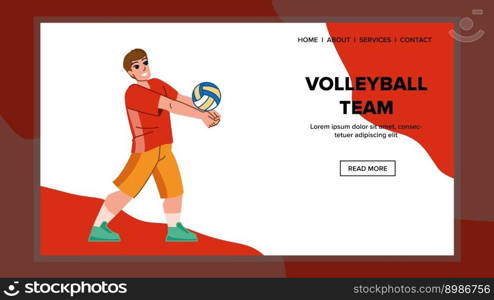 volleyball team vector. net ball, game player, activity championship, competition group, match volleyball team web flat cartoon illustration. volleyball team vector