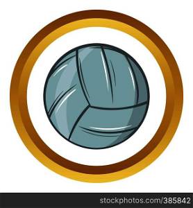 Volleyball vector icon in golden circle, cartoon style isolated on white background. Volleyball vector icon, cartoon style