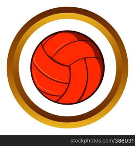 Volleyball vector icon in golden circle, cartoon style isolated on white background. Volleyball vector icon