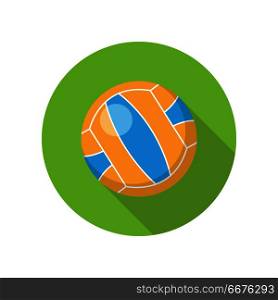 Volleyball Vector Illustration in Flat Design. Volleyball ball vector. Flat style design. Sport equipment and inventory. Illustration for sport infographic, icons or web design. Summer entertainments. Beach games. Isolated on white background