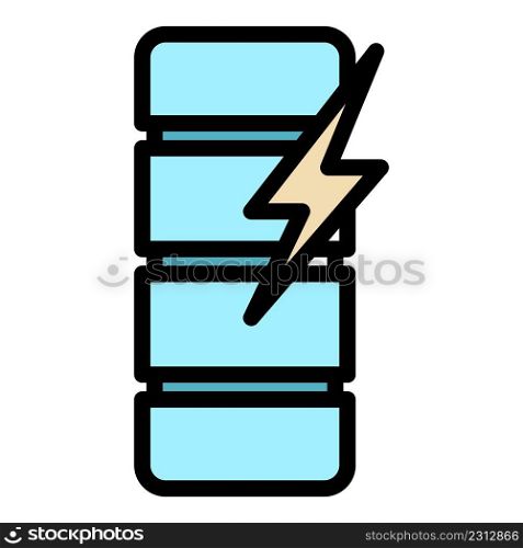 Voltage charge battery icon. Outline voltage charge battery vector icon color flat isolated. Voltage charge battery icon color outline vector