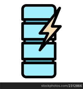Voltage charge battery icon. Outline voltage charge battery vector icon color flat isolated. Voltage charge battery icon color outline vector