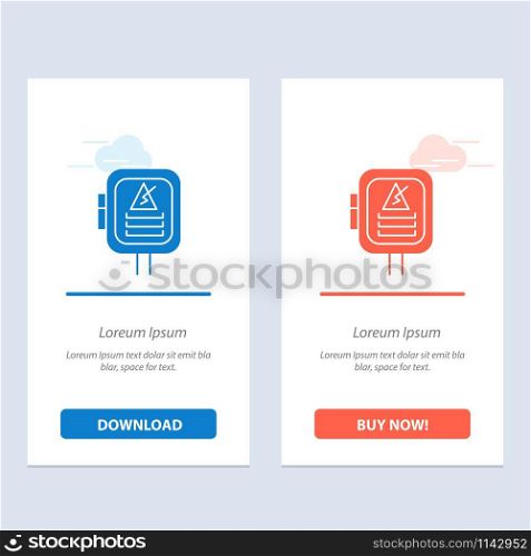 Voltage, Energy, Power, Transformer Blue and Red Download and Buy Now web Widget Card Template