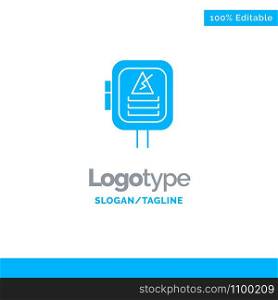 Voltage, Energy, Power, Transformer Blue Solid Logo Template. Place for Tagline