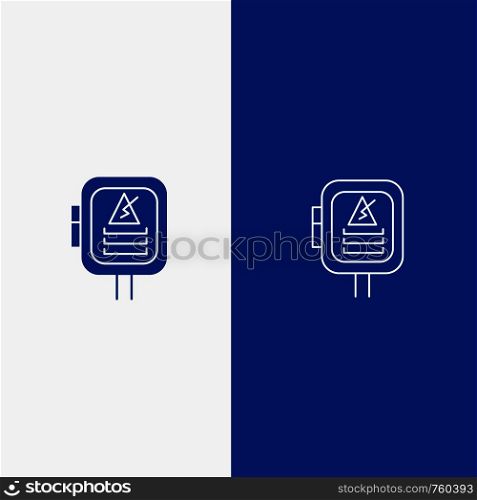 Voltage, Energy, Power, Transformer Line and Glyph Solid icon Blue banner Line and Glyph Solid icon Blue banner