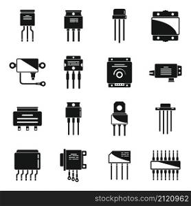 Voltage regulator icons set simple vector. Battery argon. Charger controller. Voltage regulator icons set simple vector. Battery argon