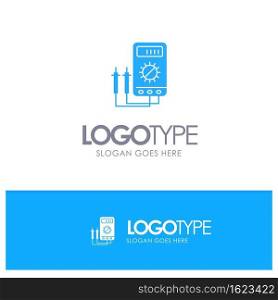 Voltmeter, Ampere, Watt, Digital, Tester Blue Solid Logo with place for tagline