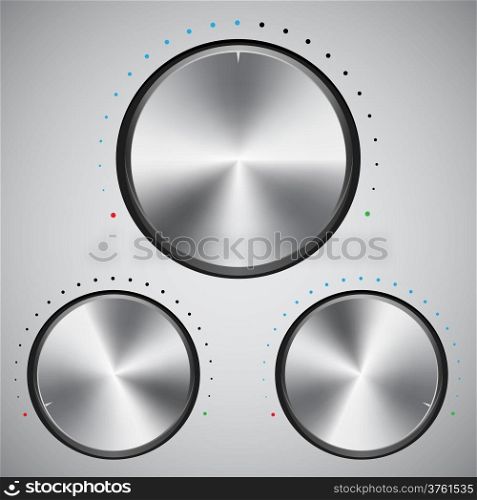 Volume button with metal texture, stock vector