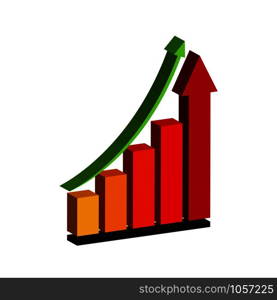 Volume chart with green up arrow. Business schedule.