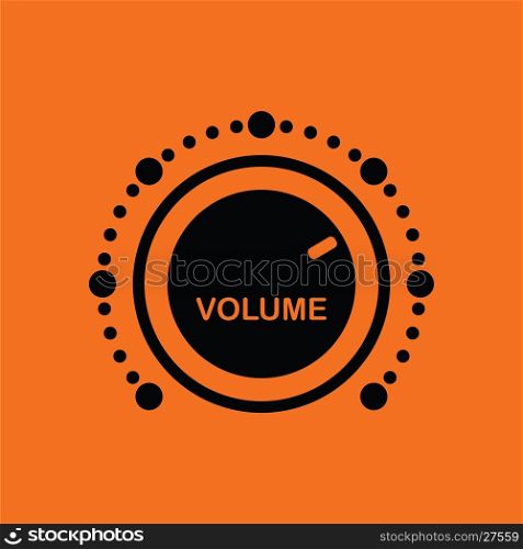 Volume control icon. Orange background with black. Vector illustration.