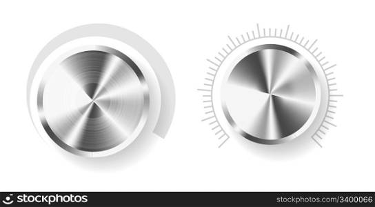 Volume control vector with steel metal texture isolated on white background. EPS v.8.0