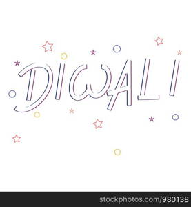 Volume hand lettering diwali on white background. Vector illustration.. Volume hand lettering diwali on white.