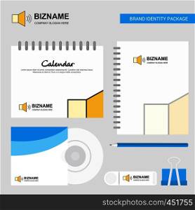 Volume Logo, Calendar Template, CD Cover, Diary and USB Brand Stationary Package Design Vector Template