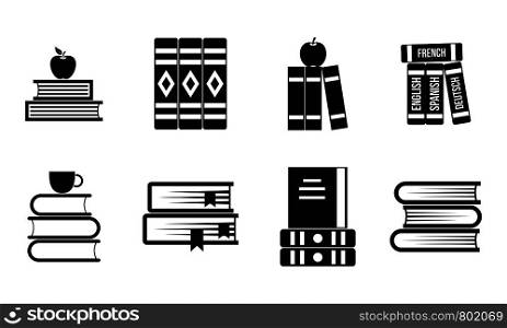 Volume of book icon set. Simple set of volume of book vector icons for web design isolated on white background. Volume of book icon set, simple style