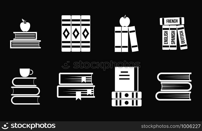 Volume of book icon set vector white isolated on grey background . Volume of book icon set grey vector
