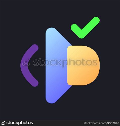 Volume on flat gradient fill ui icon for dark theme. Sound quality. Video editor setting. Pixel perfect color pictogram. GUI, UX design on black space. Vector isolated RGB illustration. Volume on flat gradient fill ui icon for dark theme