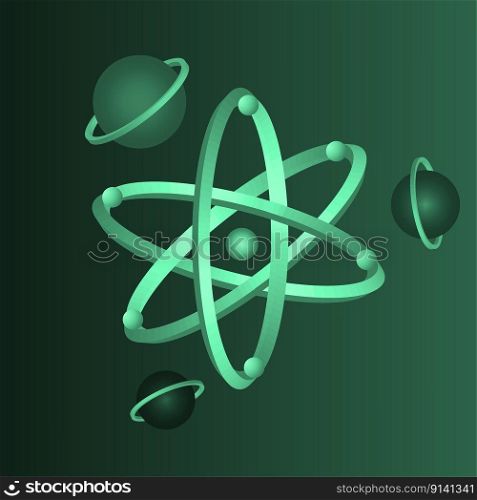 Volumetric sign atom. Design element. Vector illustration. EPS 10.. Volumetric sign atom. Design element. Vector illustration.