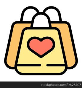 Volunteer bags icon outline vector. International assistance. Care person color flat. Volunteer bags icon vector flat