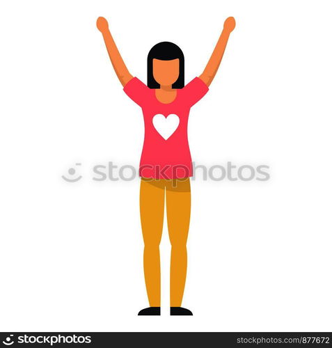 Volunteer girl icon. Flat illustration of volunteer girl vector icon for web design. Volunteer girl icon, flat style