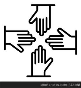Volunteer hand group icon. Outline volunteer hand group vector icon for web design isolated on white background. Volunteer hand group icon, outline style