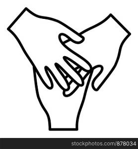 Volunteer hands icon. Outline volunteer hands vector icon for web design isolated on white background. Volunteer hands icon, outline style