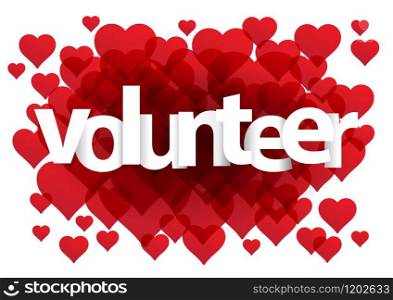 Volunteer postcard. Background with hearts