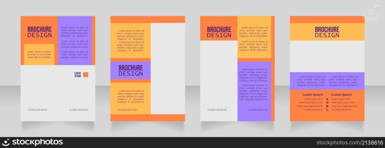 Volunteer project blank brochure design. Template set with copy space for text. Premade corporate reports collection. Editable 4 paper pages. Bebas Neue, Lucida Console, Roboto Light fonts used. Volunteer project blank brochure design