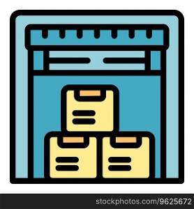 Volunteer warehouse icon outline vector. Aid care. Medicine disabled color flat. Volunteer warehouse icon vector flat