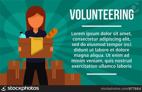 Volunteering concept banner. Flat illustration of volunteering vector concept banner for web design. Volunteering concept banner, flat style